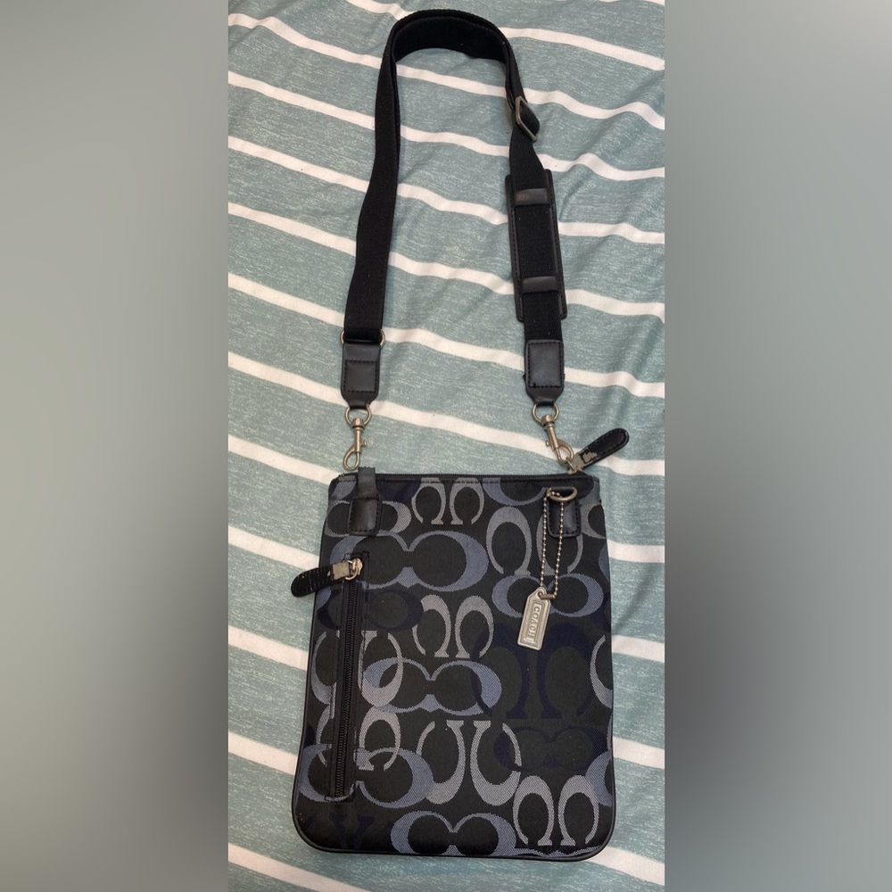 Coach Black and Gray Signature Shoulder Bag